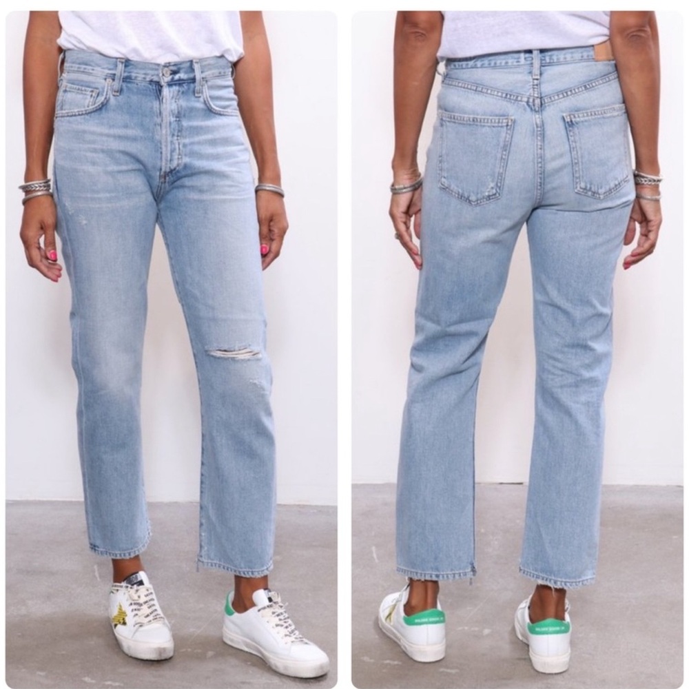 Citizens Of Humanity McKenzie Curved Straight Crop Jeans Blazing Star Size 26